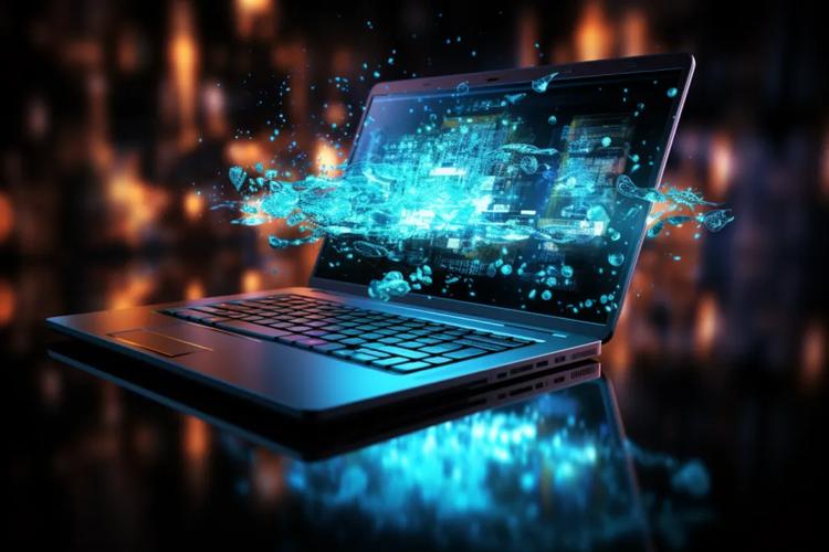 信息技术科技感笔记本电脑模型图片
